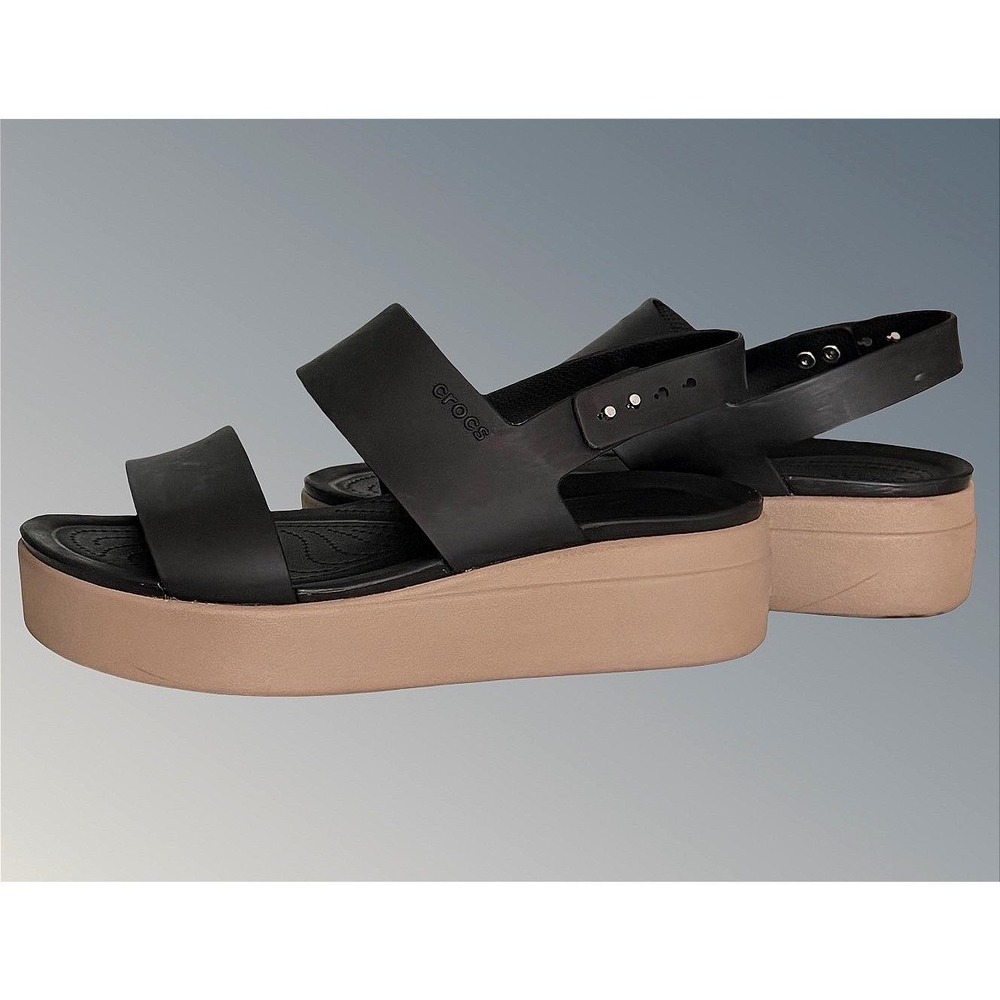 Crocs Brooklyn Low Wedge Sandals Black Mushroom W 10 Platform 206453 LiteRide